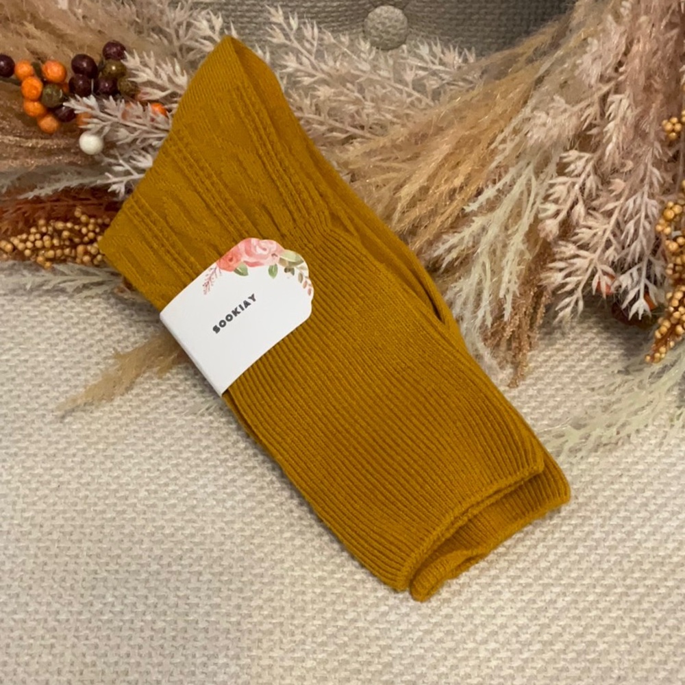 Ladies mustard yellow mustard gold socks